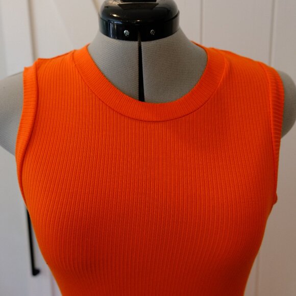 Future Collective for Target, orange ribbed jersey knit midi dress - S - Picture 3 of 5